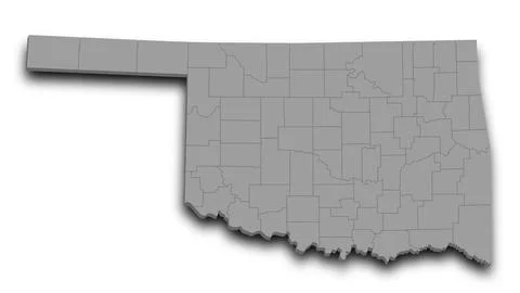 3d Oklahoma map state with color. United State of America, US, United State Stock Illustration