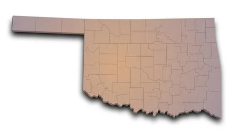 3d Oklahoma map state with color. United State of America, US, United State Stock Illustration