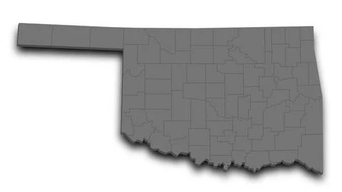 3d Oklahoma map state with color. United State of America, US, United State Stock Illustration