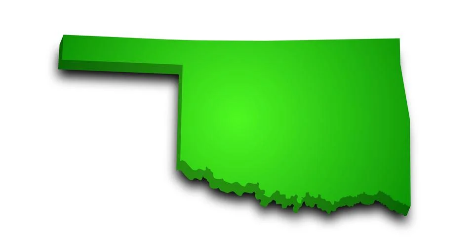 3d Oklahoma map state with color. United State of America, US, United State Stock Illustration