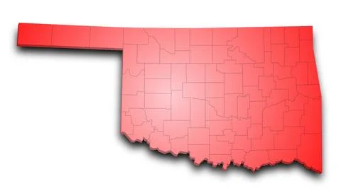 3d Oklahoma map state with color. United State of America, US, United State Stock Illustration