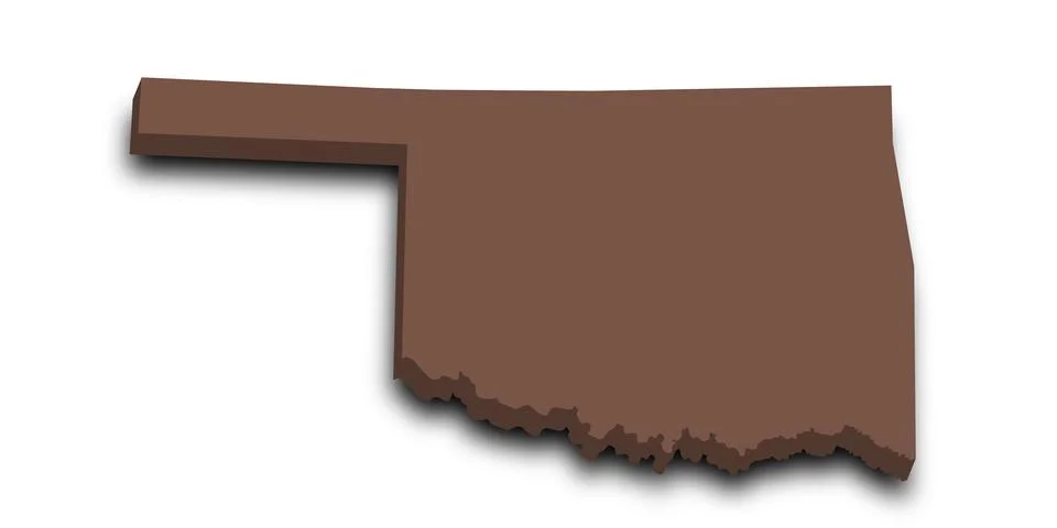 3d Oklahoma map state with color. United State of America, US, United State Stock Illustration