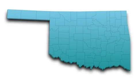 3d Oklahoma map state with color. United State of America, US, United State Stock Illustration