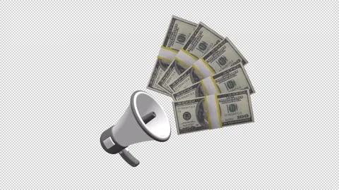 3D Old Dollar Money Megaphone Icon Stock Footage 341671985