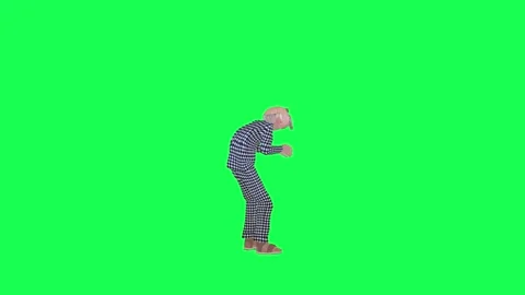 3d old man begging for help, left angle green screen chroma key Stock Footage 259824820