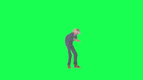 3d old man begging for help, front angle green screen chroma key Stock Footage 259824822