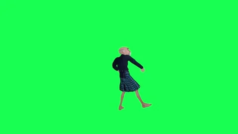 3d old man in local clothes dancing samba, back angle green screen Stock Footage 259825030