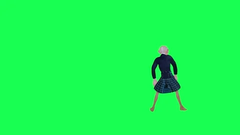 3d old man in local clothes dancing robot hip-hop, back angle green screen Stock Footage 259825033