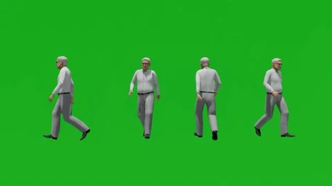 3d old man walk talk in park people isolated green screen 4k	 Video stock 195090335