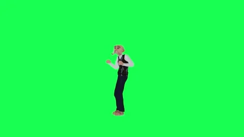 3d old tall man getting surprised isolated green screen, right angle Video stock 259824283