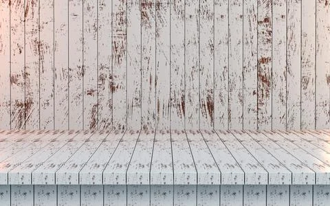 3d old wood table empty space background Stock Illustration