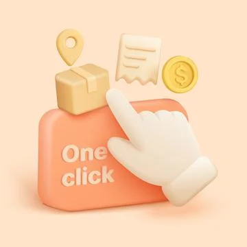 3D One Click Online Store UX Design Ilustração Stock
