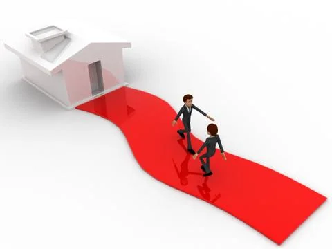 3d one man going towrd house and another leaving house concept Stock Illustration