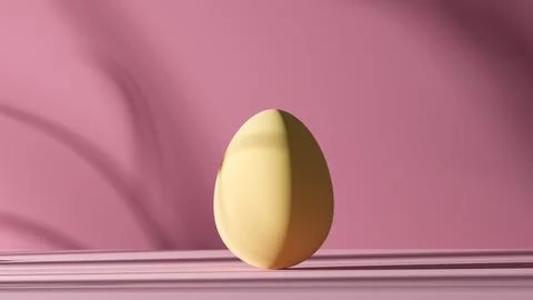 3D one yellow egg on a pink background with shadows, Easter holiday, Easter Stock Illustration