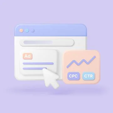 3D Online Advertising Platform Analytics Concept Stock Illustration