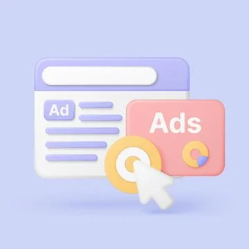 3D Online Advertising Platform Interface Concept Stock Illustration