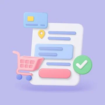 3D Online Checkout Process Payment Concept 스톡 일러스트