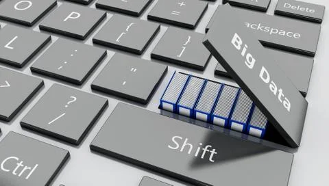 3d Open "BIG DATA" button with folders Stock Illustration