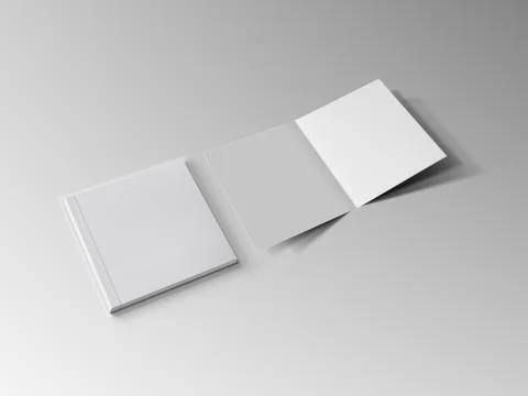 3D Open Blank Clear Square Book On Gray Background Stock Illustration