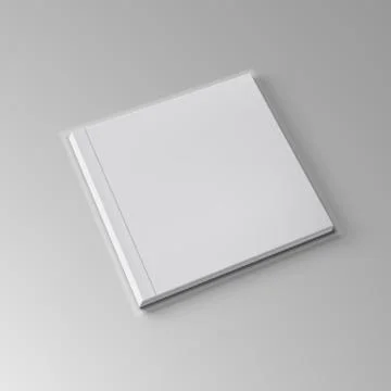 3D Open Blank Clear Square Book On Gray Background Illustration