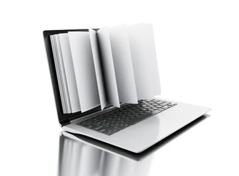 3d Open book turns into an open laptop イラスト素材