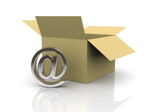 3d open box and email sign Stock Illustration