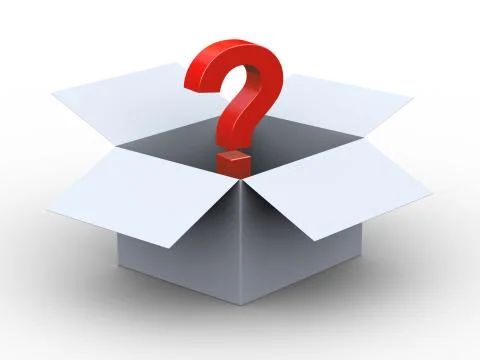 3d open box and question mark Stock Illustration