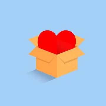 3d open box with red heart vector illustration Stock Illustration