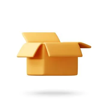 3D Open cardboard box icon. Stock Illustration