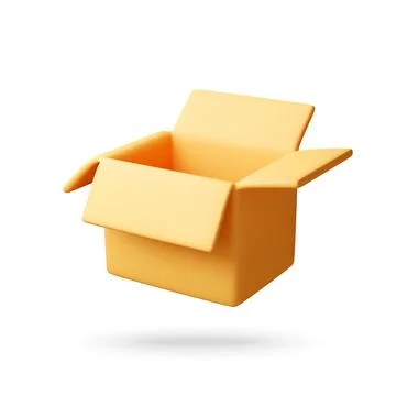 3D Open cardboard box icon Stock Illustration