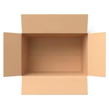 3D open cardboard empty box viewed from above vector mockup, realistic brown 스톡 일러스트