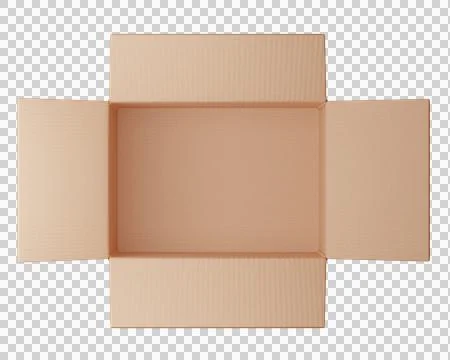 3d open Cardboard shipping box, view from above Illustrazione stock