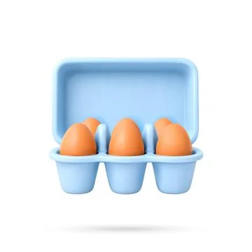 3D Open carton box filled with brown chicken eggs Stock Illustration