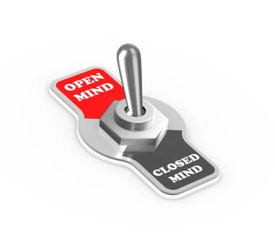 3d open close mind toggle switch button Stock Illustration