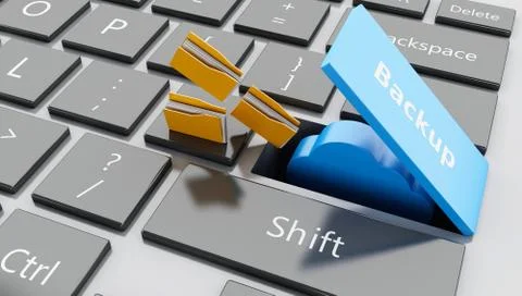 3d Open "cloud storage" button with folders and acloud coming out Stockillustratie