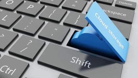 3d Open "cloud storage" button with cloud coming out 库存插图