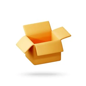 3D Open empty cardboard box isolated Stock Illustration