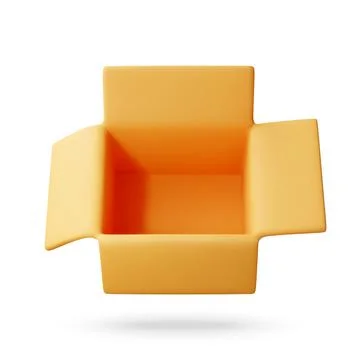 3D Open empty cardboard box with flaps Stock Illustration