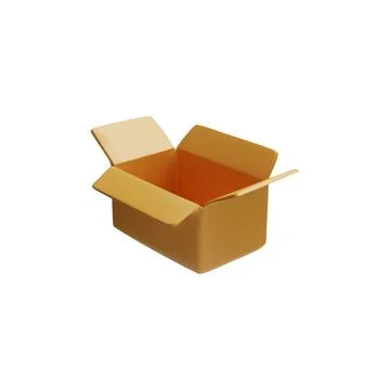 3D open empty craft cardboard box for packaging and delivery services on a white Stock Illustration