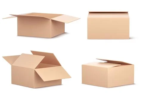3d open empty delivery cardboard box vector icon 库存插图