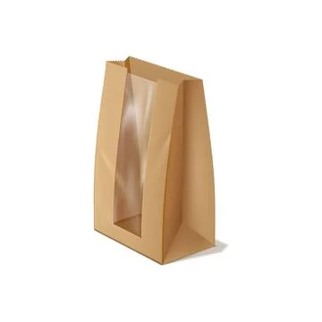 3d open empty paper lunch bag. Stock Illustration