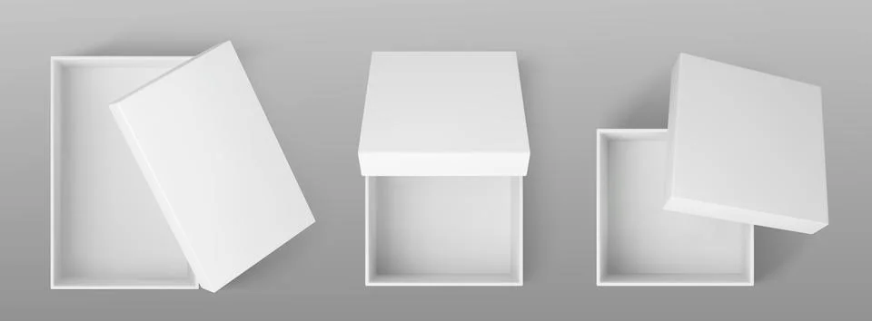3d open empty white gift box blank mockup top view Stock Illustration
