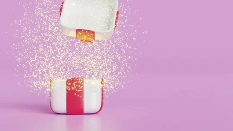 3d open the explosive gift box with confetti isolated on pink background. a.. Stock Footage 260780356