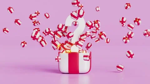 3d open the explosive gift box with question mark isolated on pink backgrou.. Stock Footage 261382091