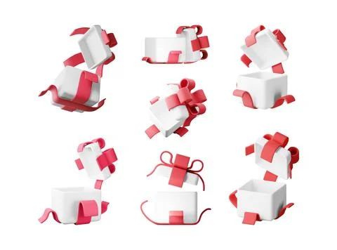 3D open gift box set isolated Ilustração Stock