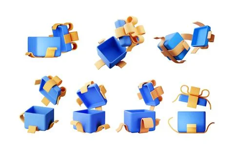 3D open gift box set isolated Stockillustratie