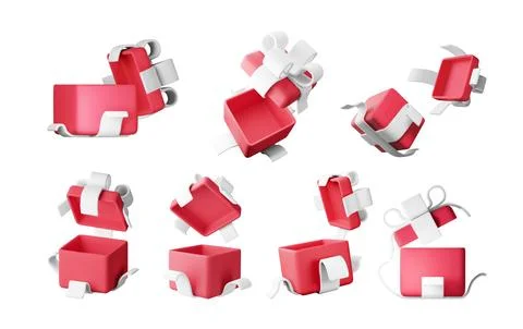 3D open gift box set isolated Ilustração Stock