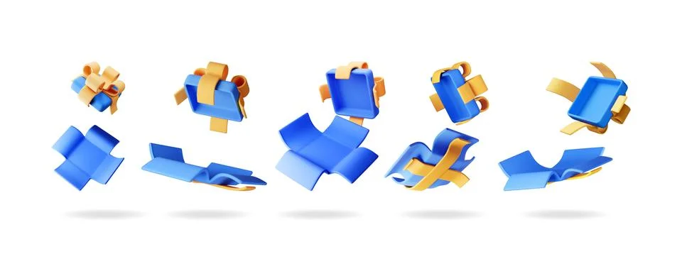 3D open gift box set isolated Ilustração Stock