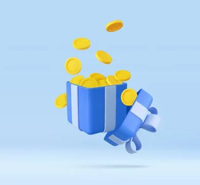 3D open gift box surprise Stock Illustration