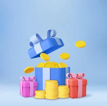 3D open gift box surprise Illustrazione stock